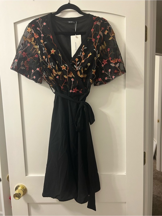 BloomChic Dresses & Skirts - Black Embroidered Floral and Butterfly Dress